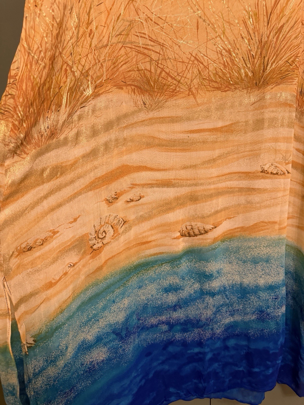 Vintage 80s Gottex hand painted caftan dress size S