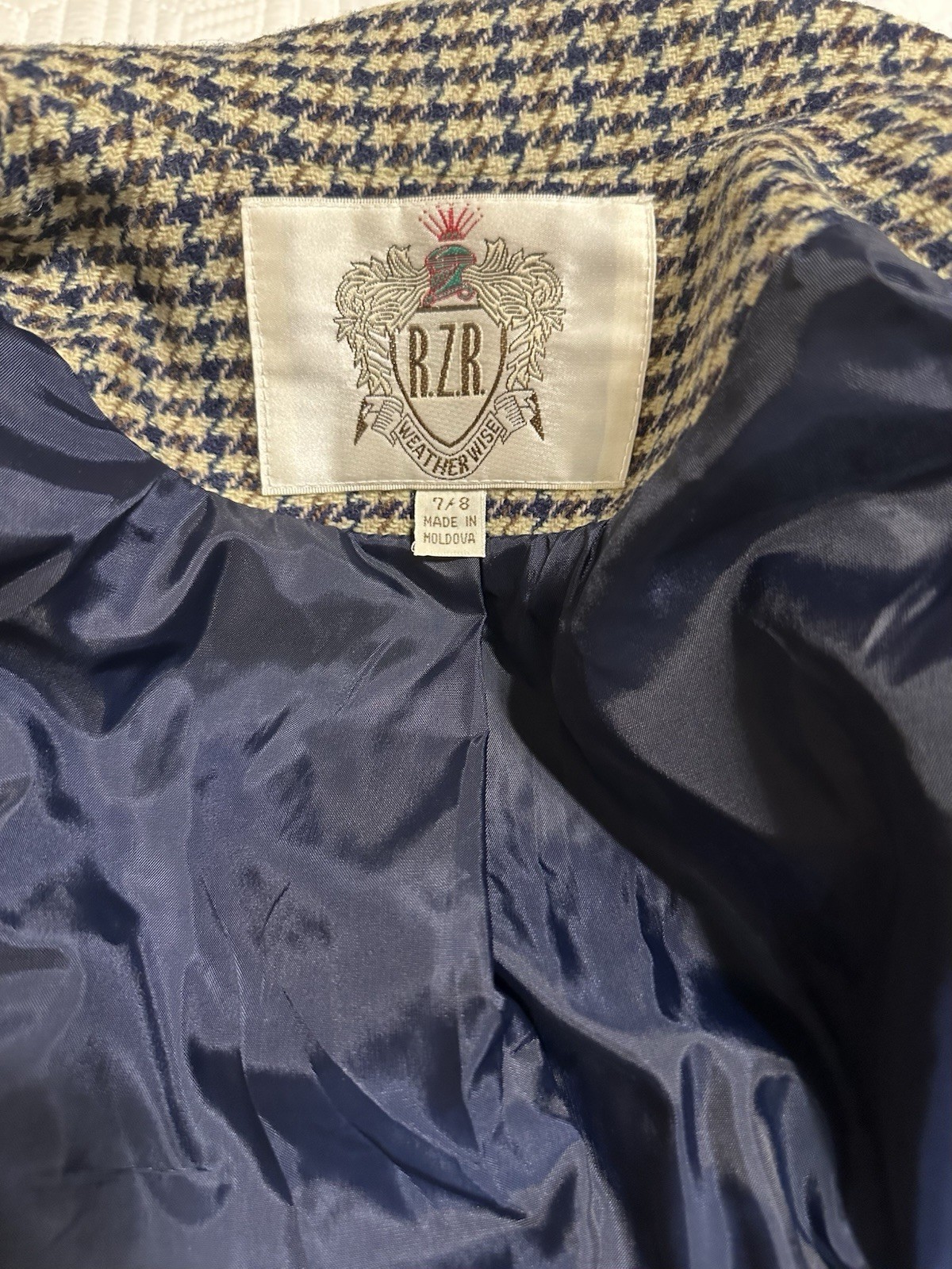 R.Z.R. Weatherwise Vtg Houndstooth Belted Blazer Jacket Quiet Luxury Career EUC