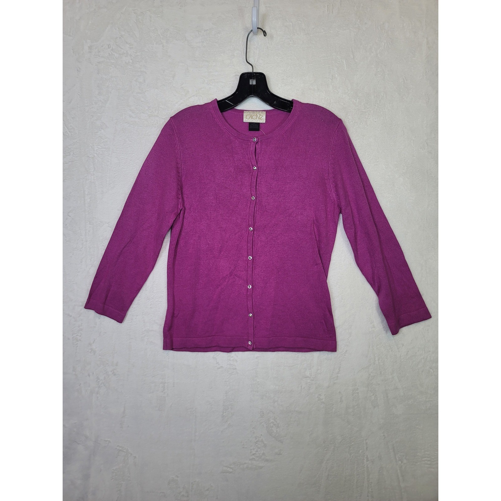 Vtg Barbiecore Pink Purple Silk Cashmere Cardigan Timeless Quiet Luxury Size M