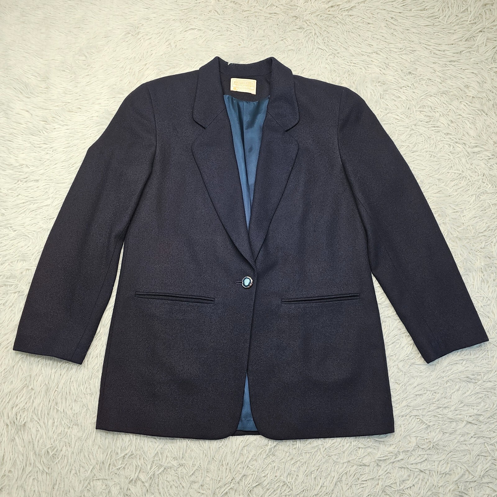 Vintage Pendleton Women’s Navy Blue One Button Wool Career Blazer Casual Prep 8