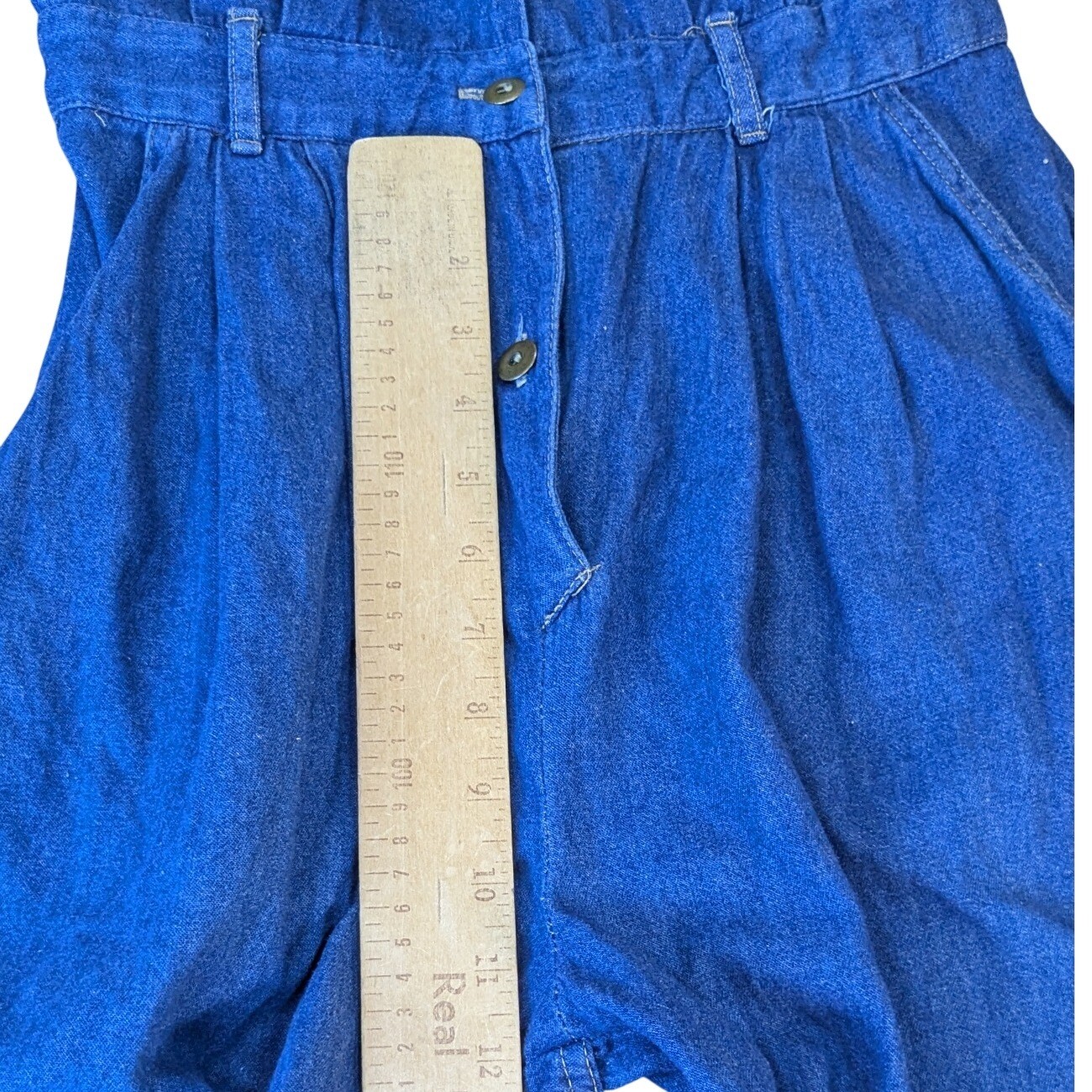 Vintage Dreams Denim Jumpsuit Womens 10 Blue Cotton Utility Boiler Suit Pleated
