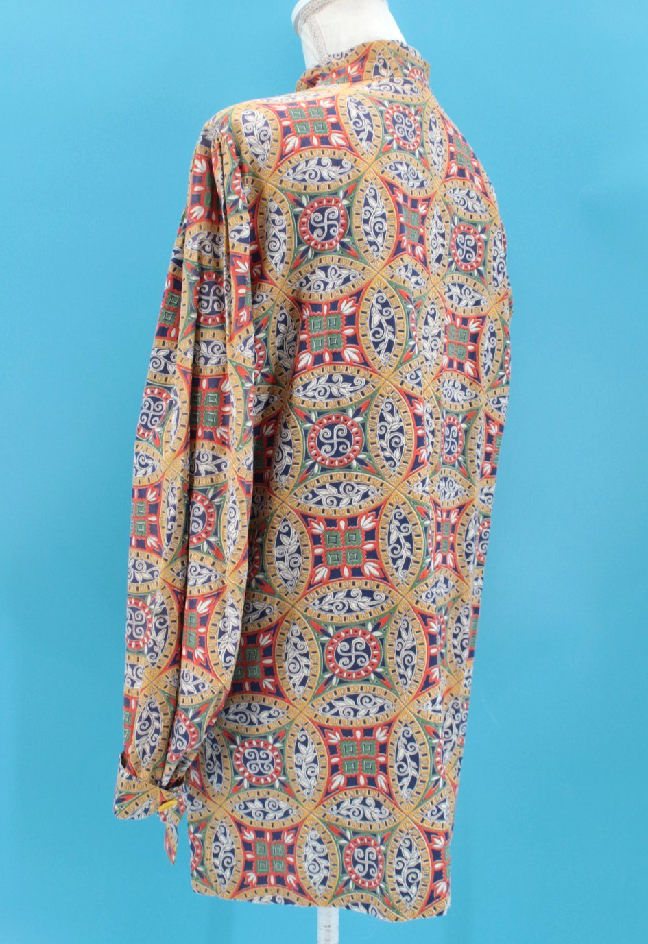VTG Women’s 40s Colorful Abstract Print Button Front Smock / Shirt Sz M/L 1940s