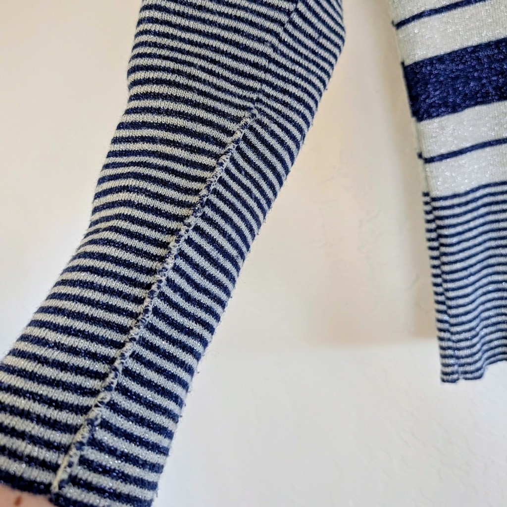VTG Kitty Hawk Union Made Striped Metallic Thread Retro Nautical Preppy