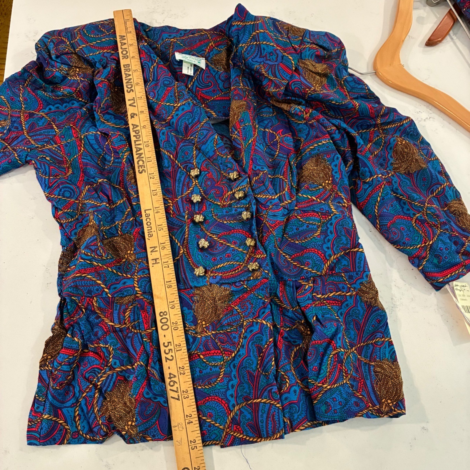 Vtg NWT Lady Carol Petites Top/Skirt 14P Paisley Nautical Rope Tier Retro Office