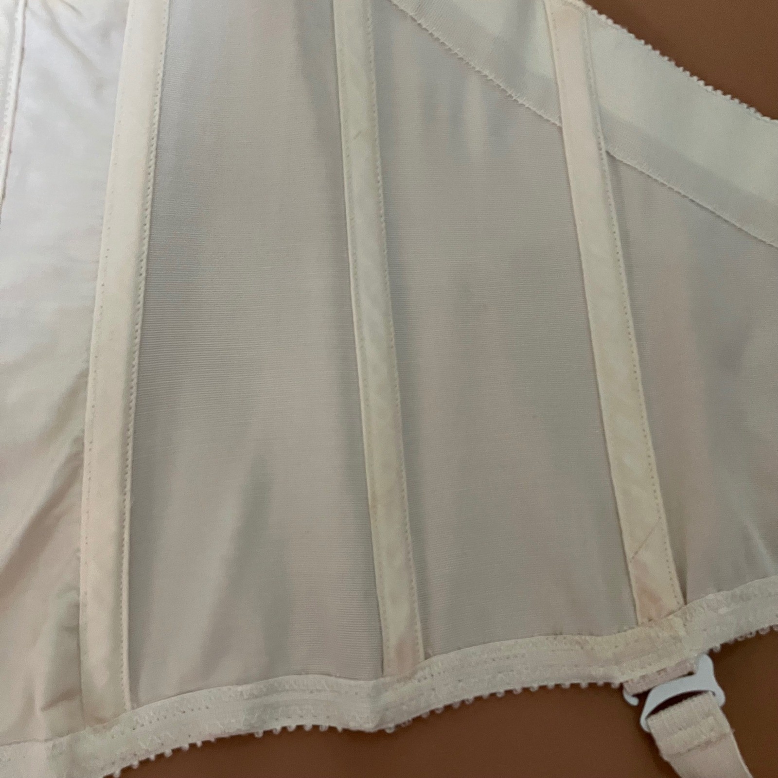 Vintage Charmode Sears Roebuck Nude Embroidered Corset Bustier 34A Garter Pin-Up