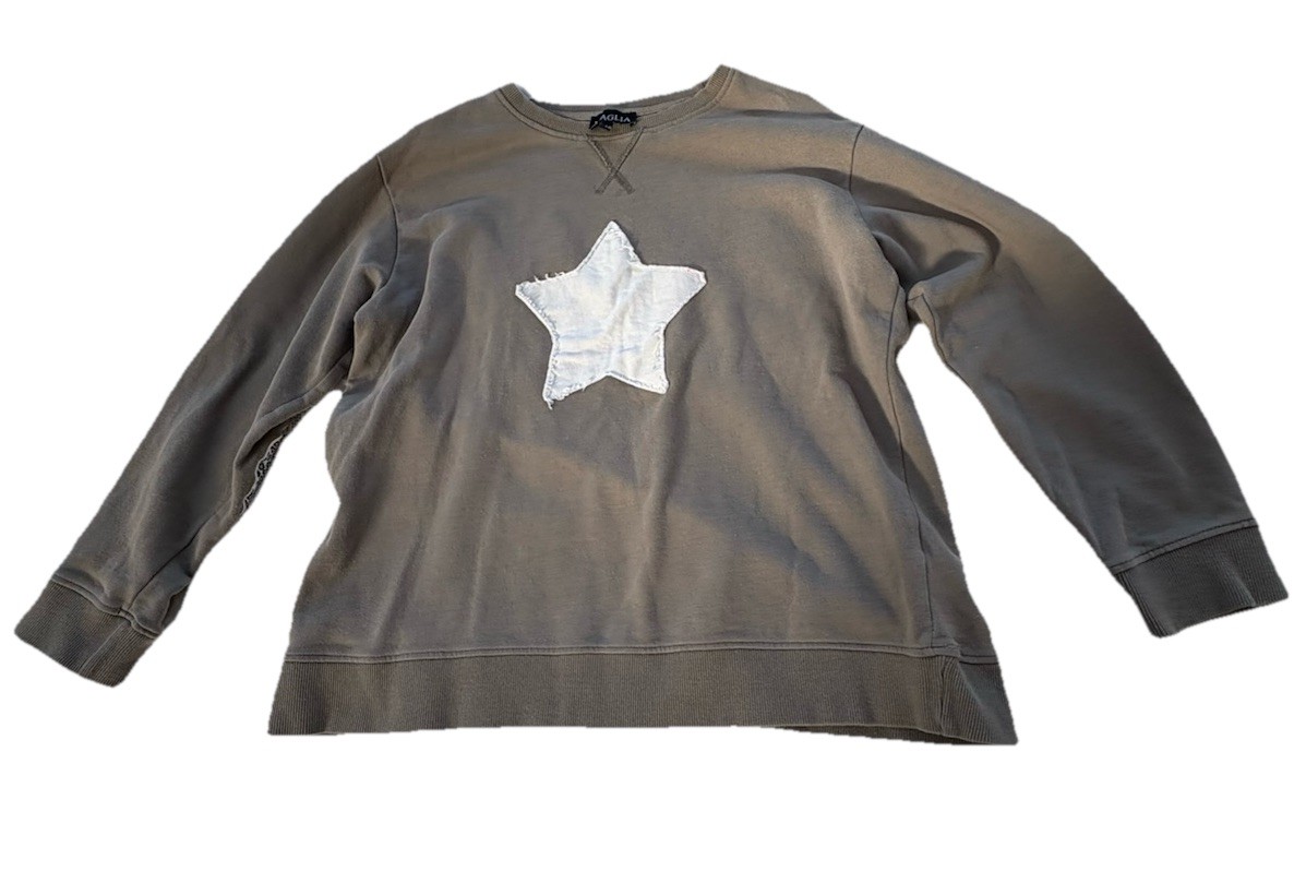 Ladies Sweater , MAGLIA, Vintage Size 18, 100% Cotton , Green/Star & Elbow Pads