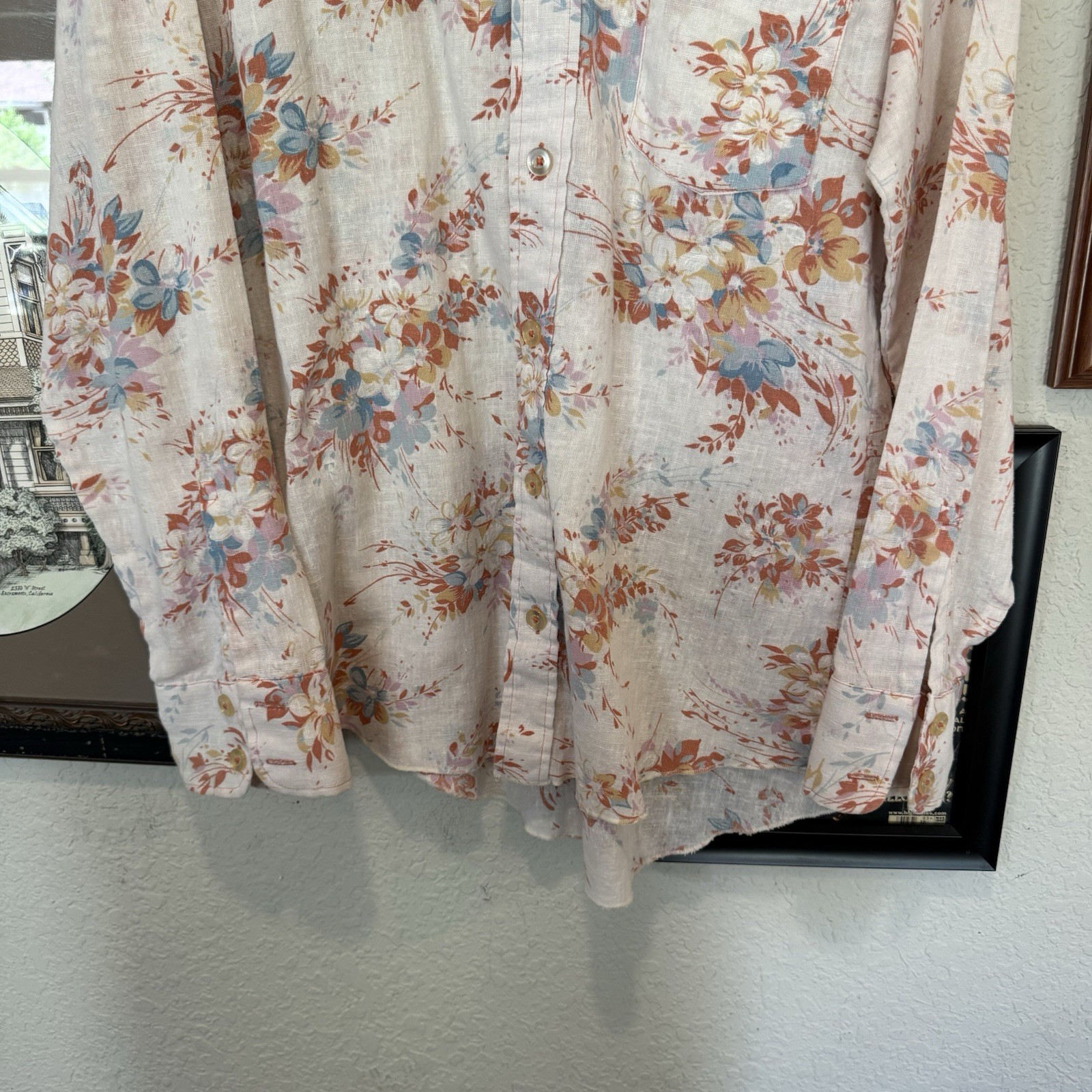 Vintage 60s/70s RARE H.i.s. Mens Floral Hippie Disco Button Shirt Size Large