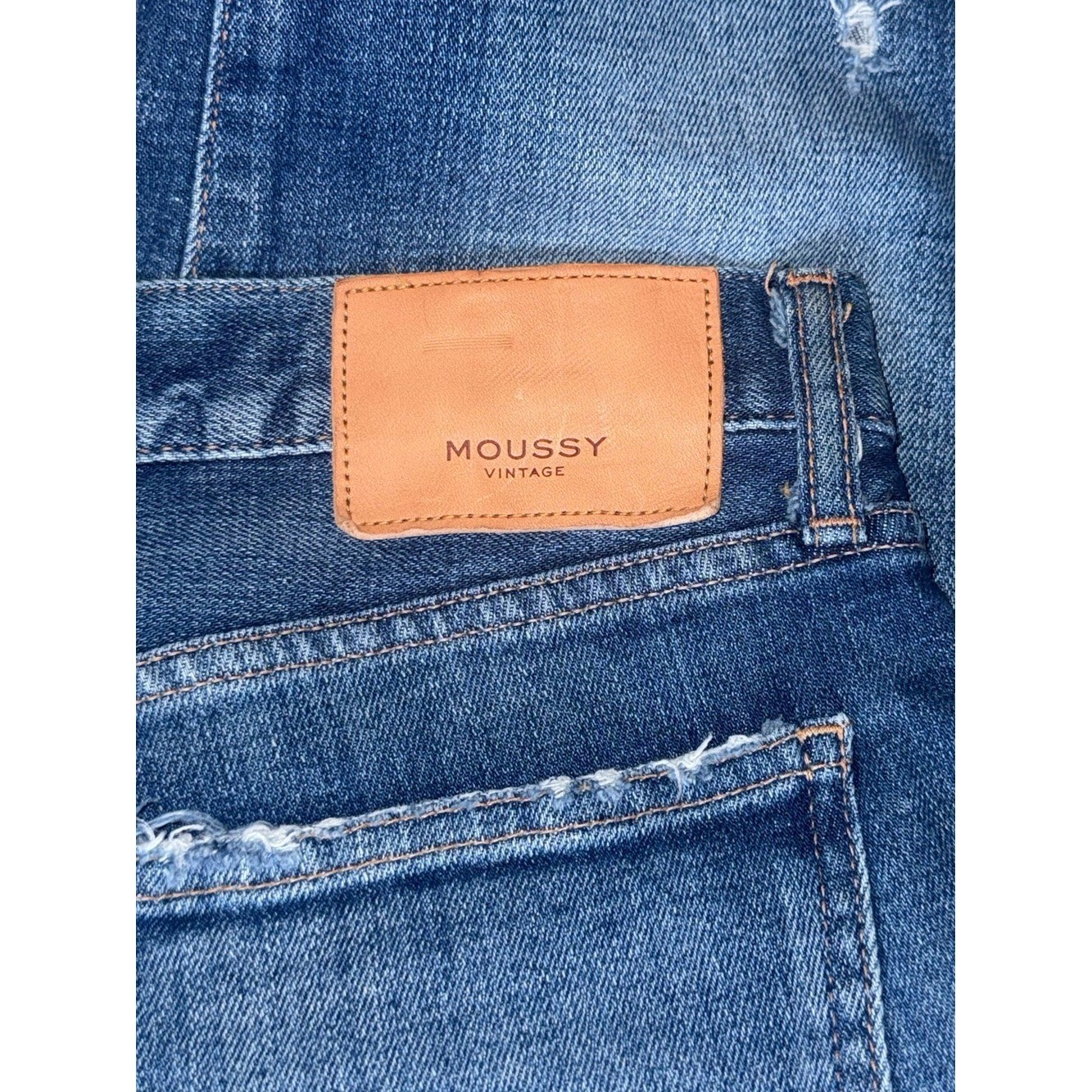 MOUSSY VINTAGE Distressed Selvedge Crop Jeans Raw Hem | Women’s 28