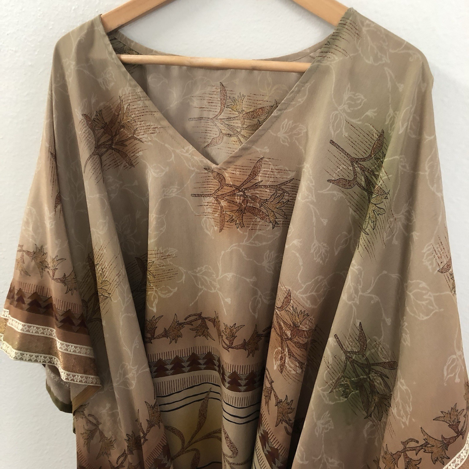 Vtg Florence Silk Kaftan Dress With BeIt Imported From Latina Italy 4-16