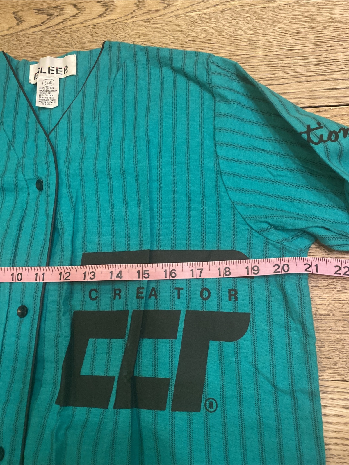 VTG 90s ESLEEP Basestation Nightgown Pajamas Women’s S Green Striped Baseball