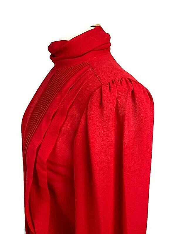 Vintage SK & Company Women’s pin tuck pleats Blouse Sz. 6 Red Semi Sheer 70’s