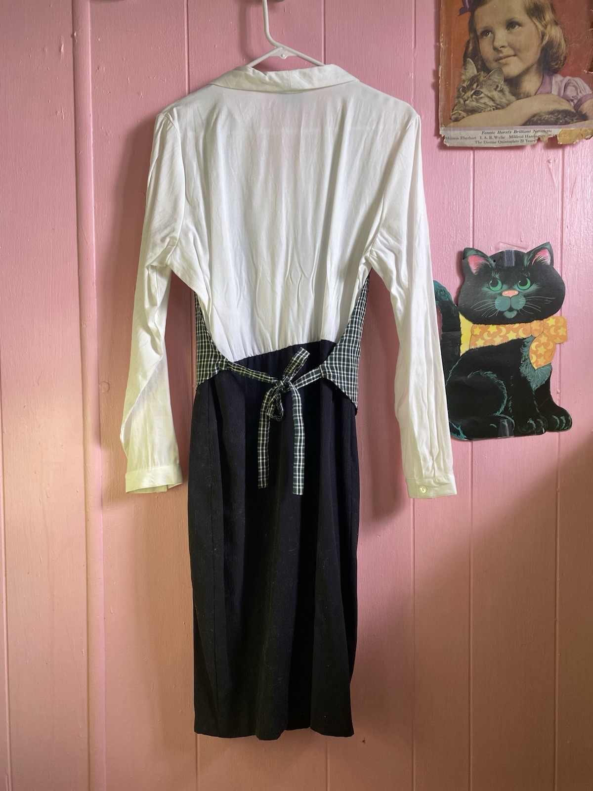 80s 90s Career Wear Shirt Dress With Plaid Vest All One Piece Caroline Wells Col