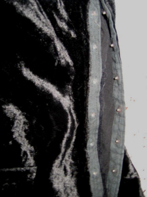 VTG 1940 GOWN-BLACK VELVET-BLUE LINING-VTG SIDE SNAP CLOSURES-FOR RESTORATION