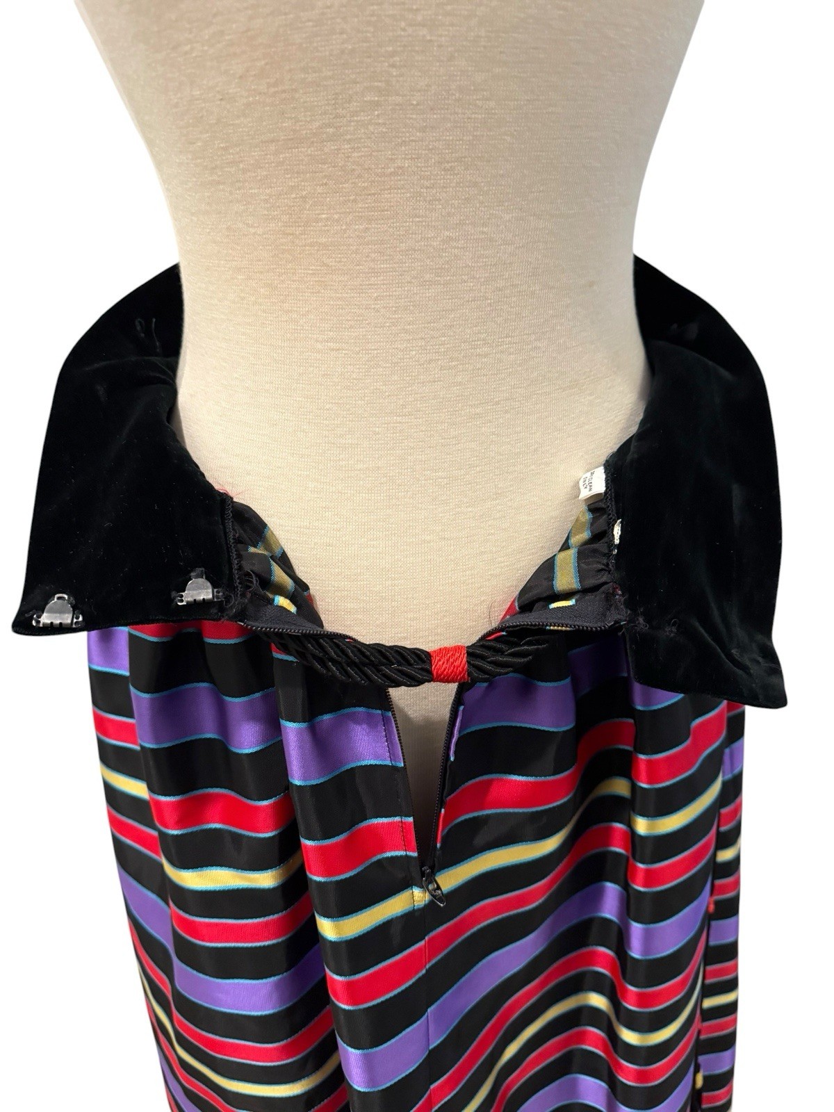 Vintage 1960s MAXAN Ribbon Stripe Taffeta Velvet Trim Hostess Maxi Party Skirt