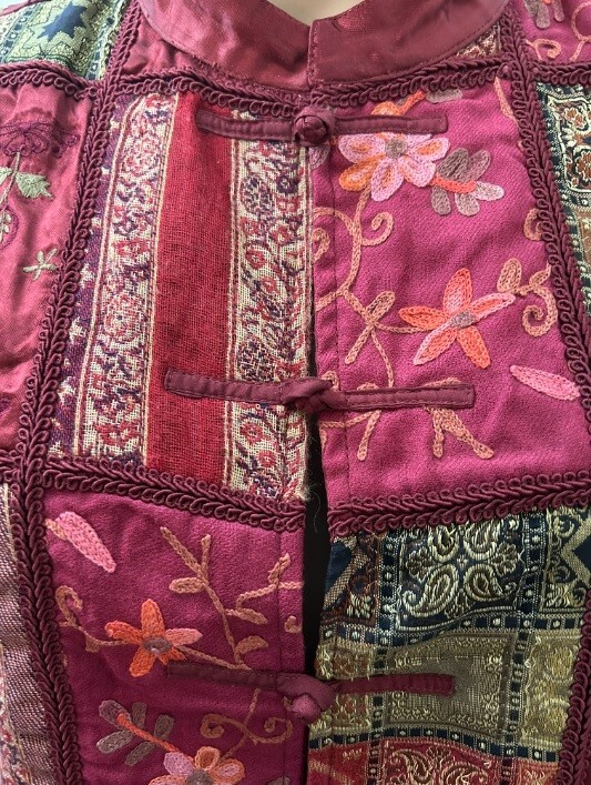 COLDWATER CREEK VTG Women’s L Oriental Vest Top Patchwork Red Multicolor Floral