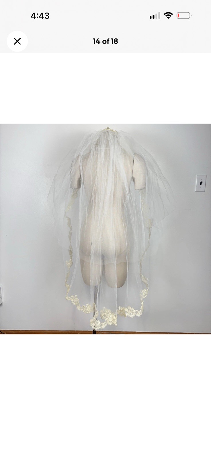 VTG 60s 70s Lace & Pearl Bridal Veil Juliet Cap Style Ivory Alencon Lace Tulle