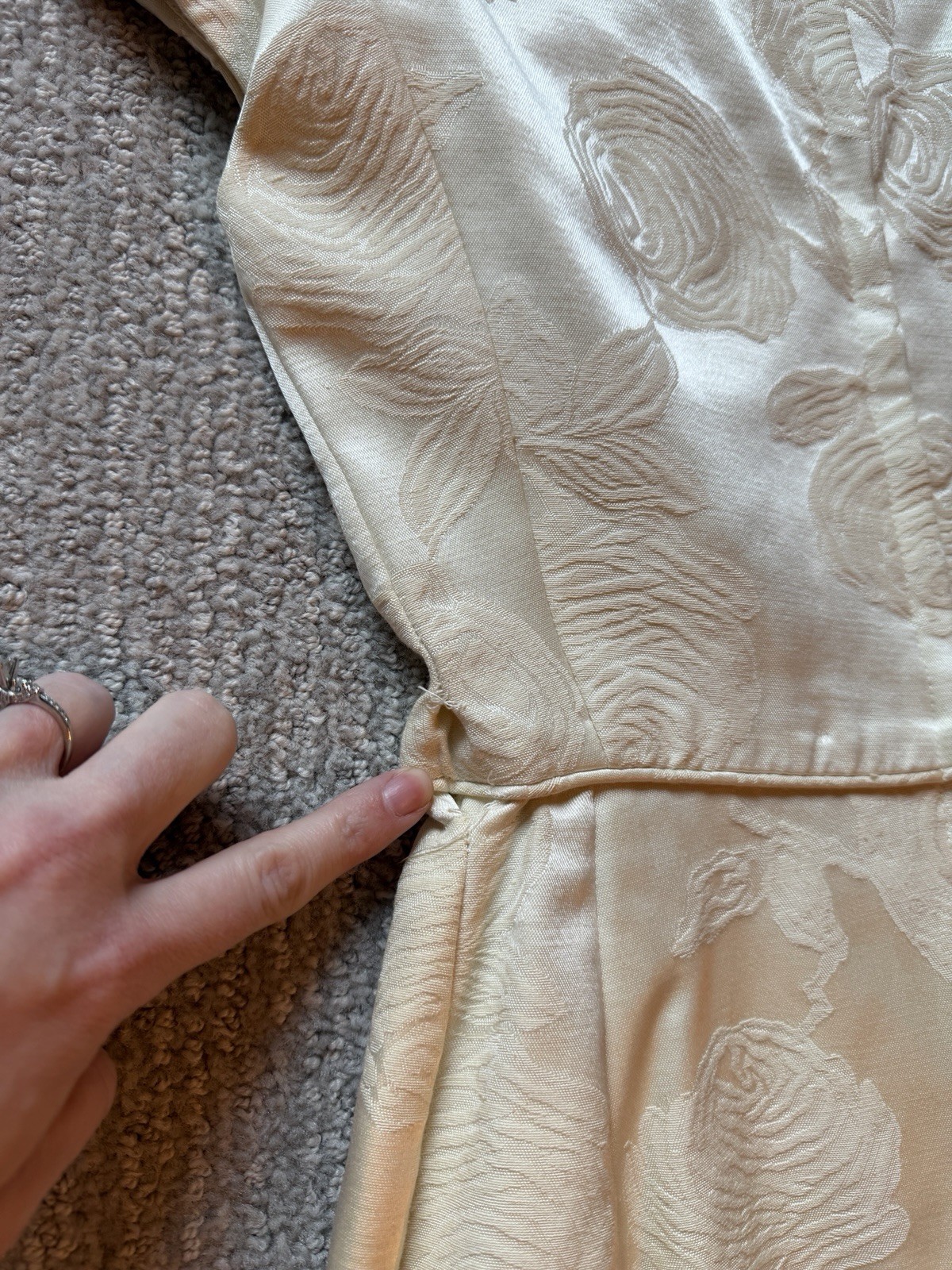 Vintage 1960s Ivory Brocade Johnny Herbert dress Size 0 EUC
