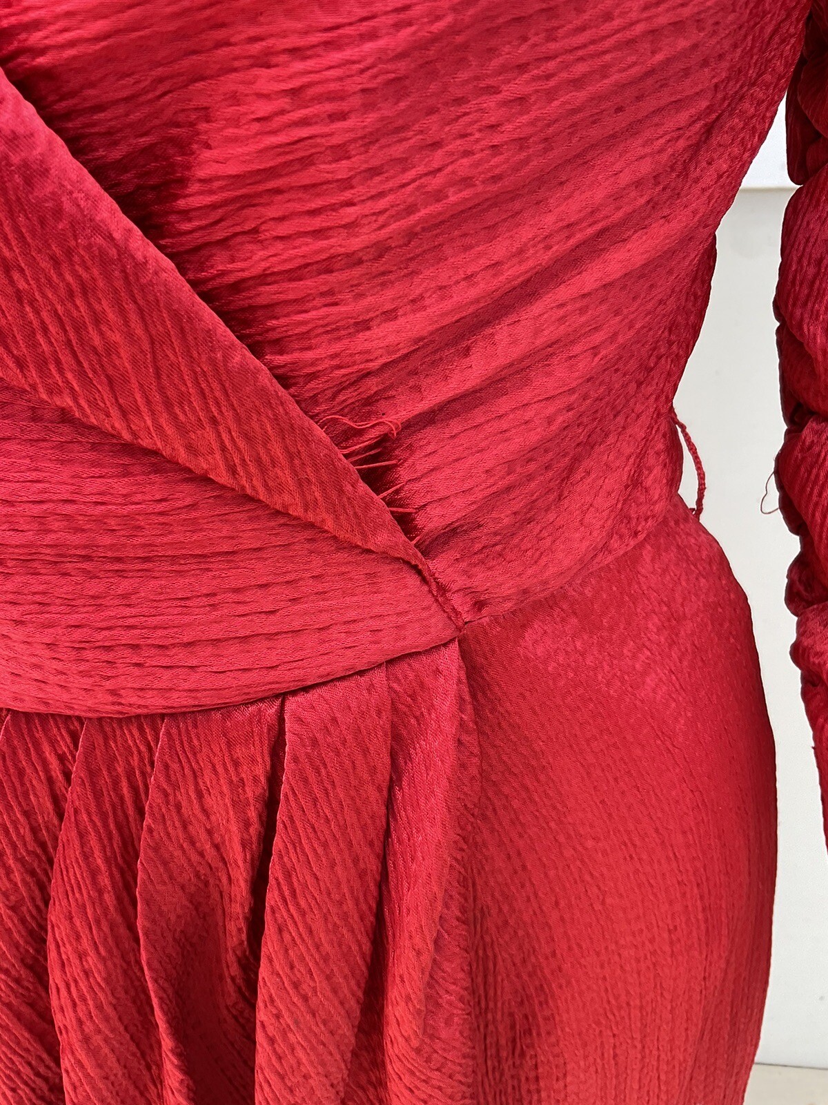 Vtg 80s Arnold Scaasi Couture Boutique Red Cocktail Short Dress