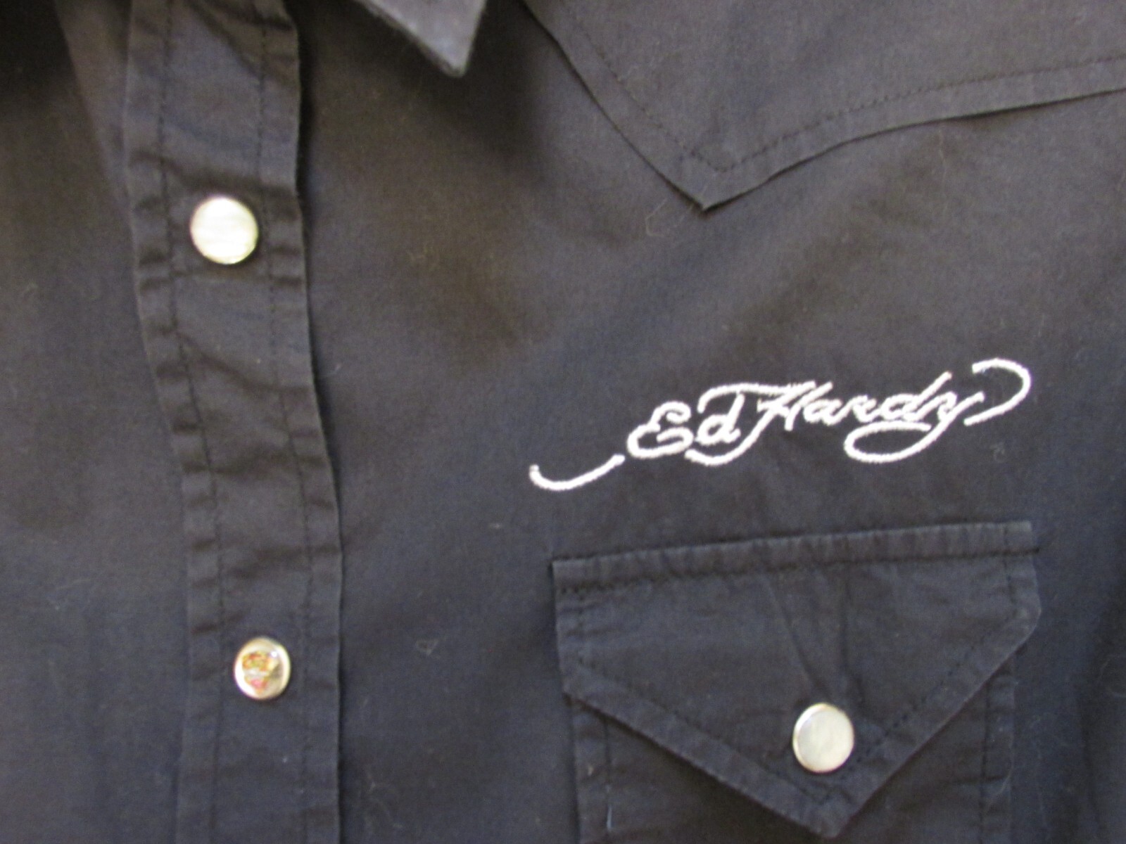 Ed Hardy Western Shirt Womens Medium Black