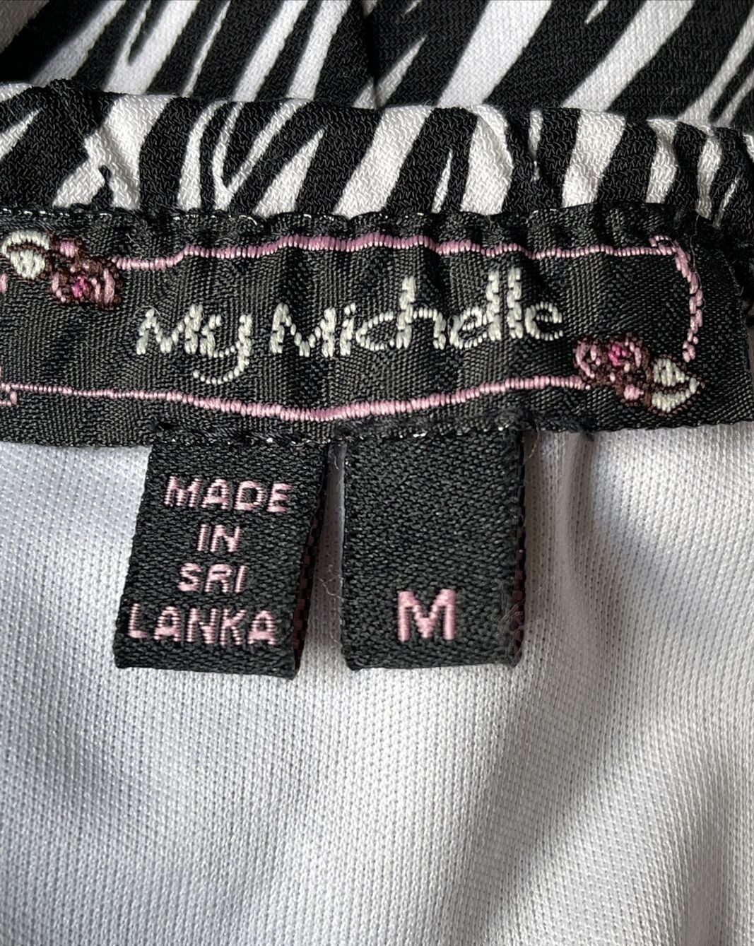 VTG My Michelle Sexy Diva Style Zebra Print Halter Flare Dress Blk/White Size M