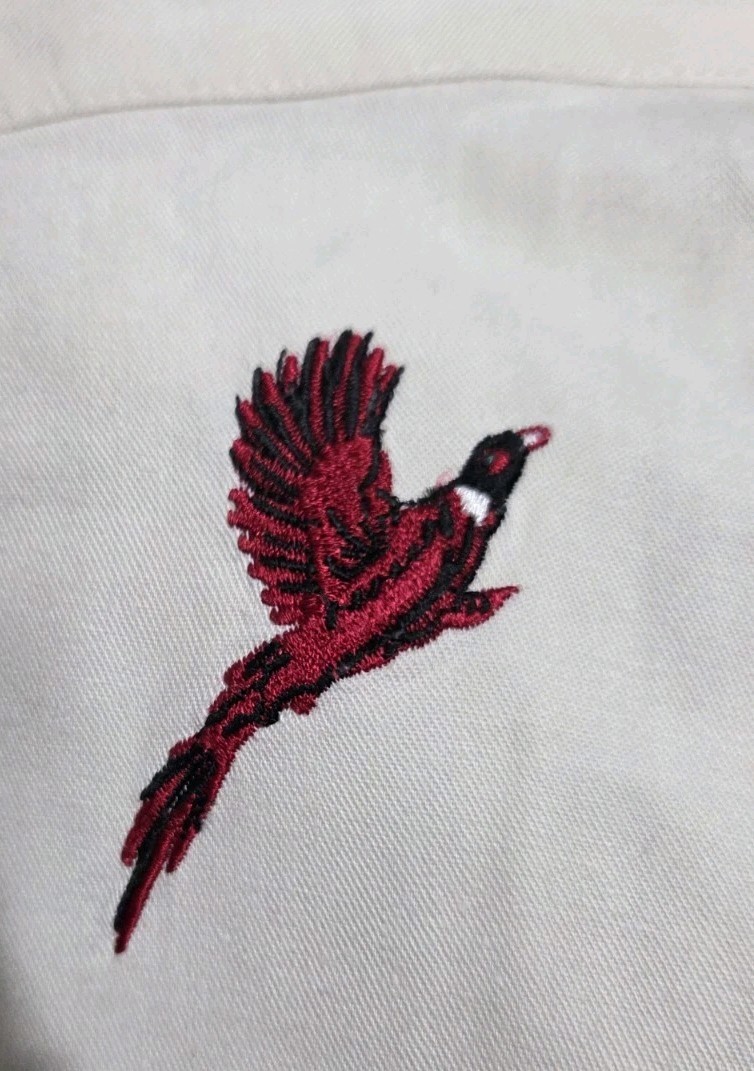 Vintage Architect Cream Shirt Embroidered LS Size Medium Pheasant Geese Bird Dog