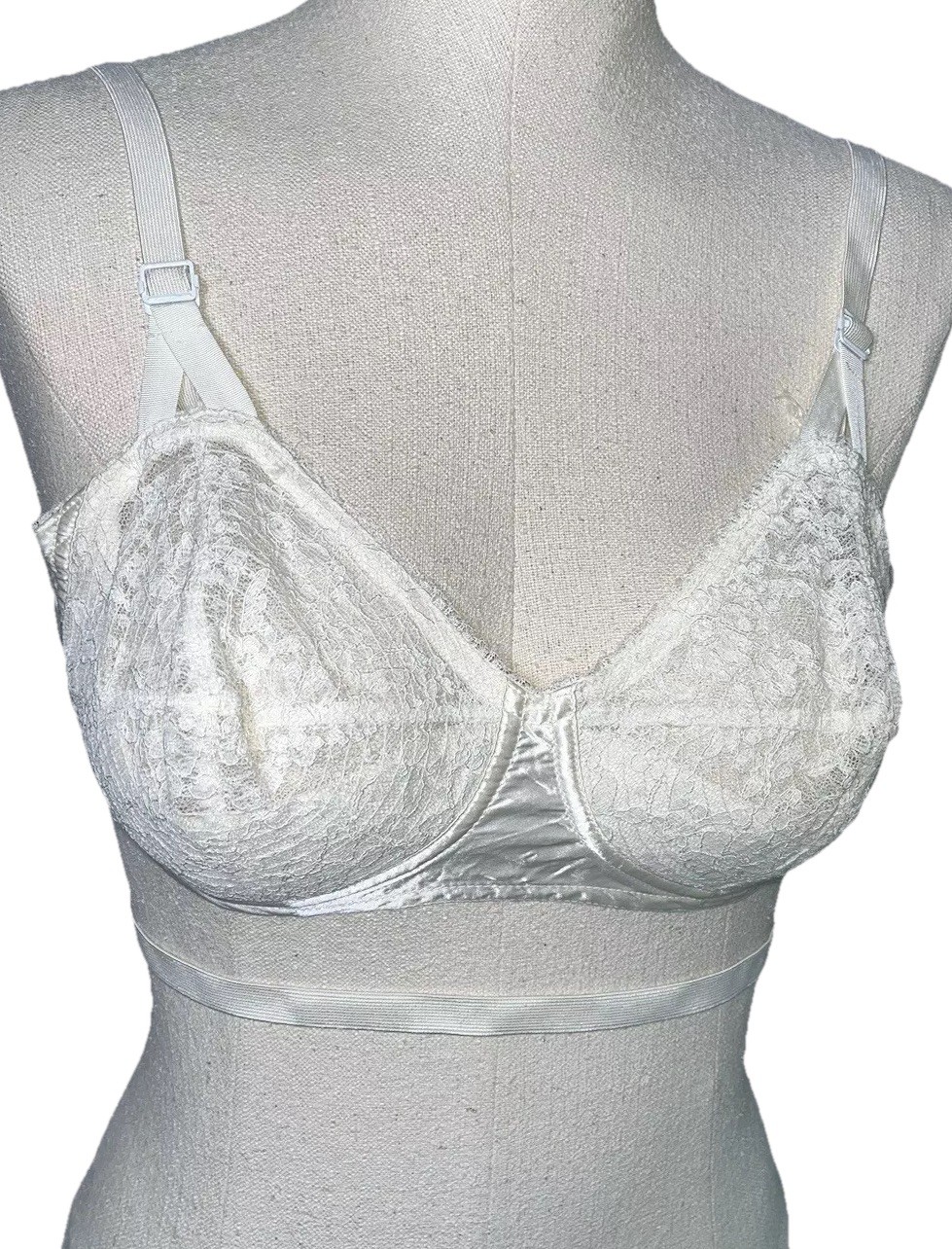 Vtg 50’s Bra Circle Stitch Hollywood Vassarette Backless Petal Pusher White 36B