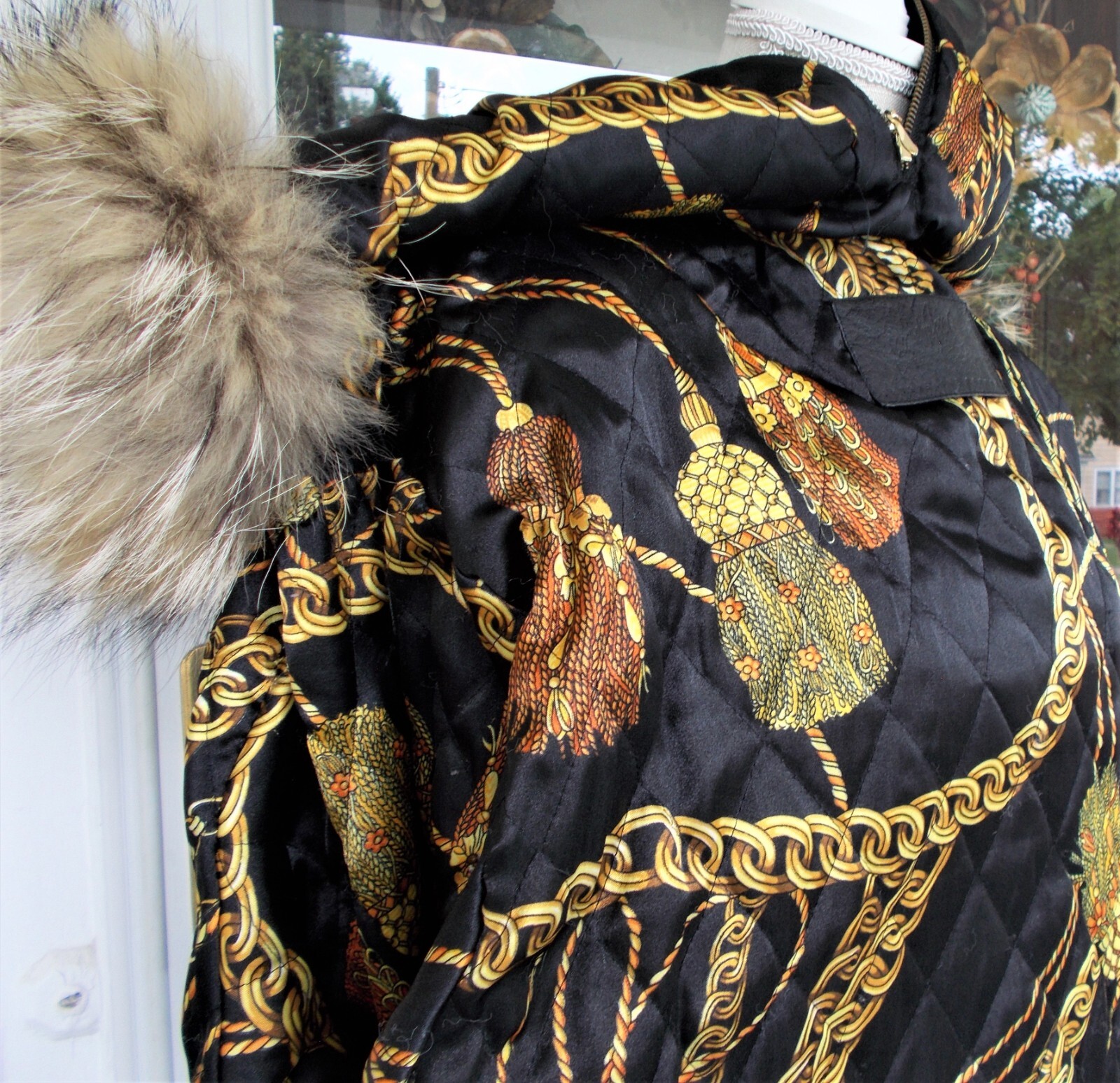 Vntg Jacqueline Ferrar Genuine Leather Jacket Coat Black W/Coyote Fur Hood L/XL