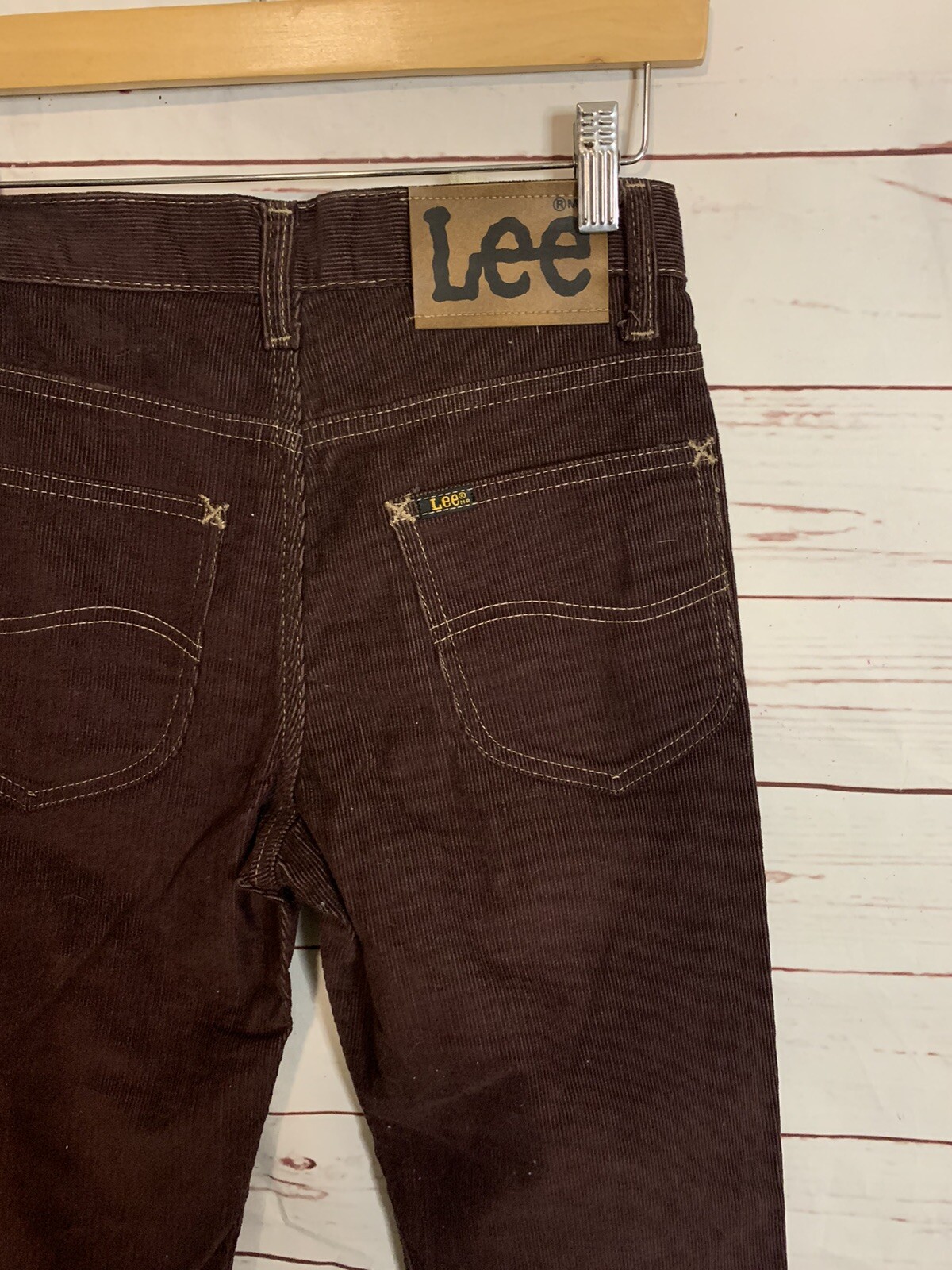 Vintage 60s 70s LEE Corduroy Jeans Brown Union-Made #42 Talon Zipper USA W-28″