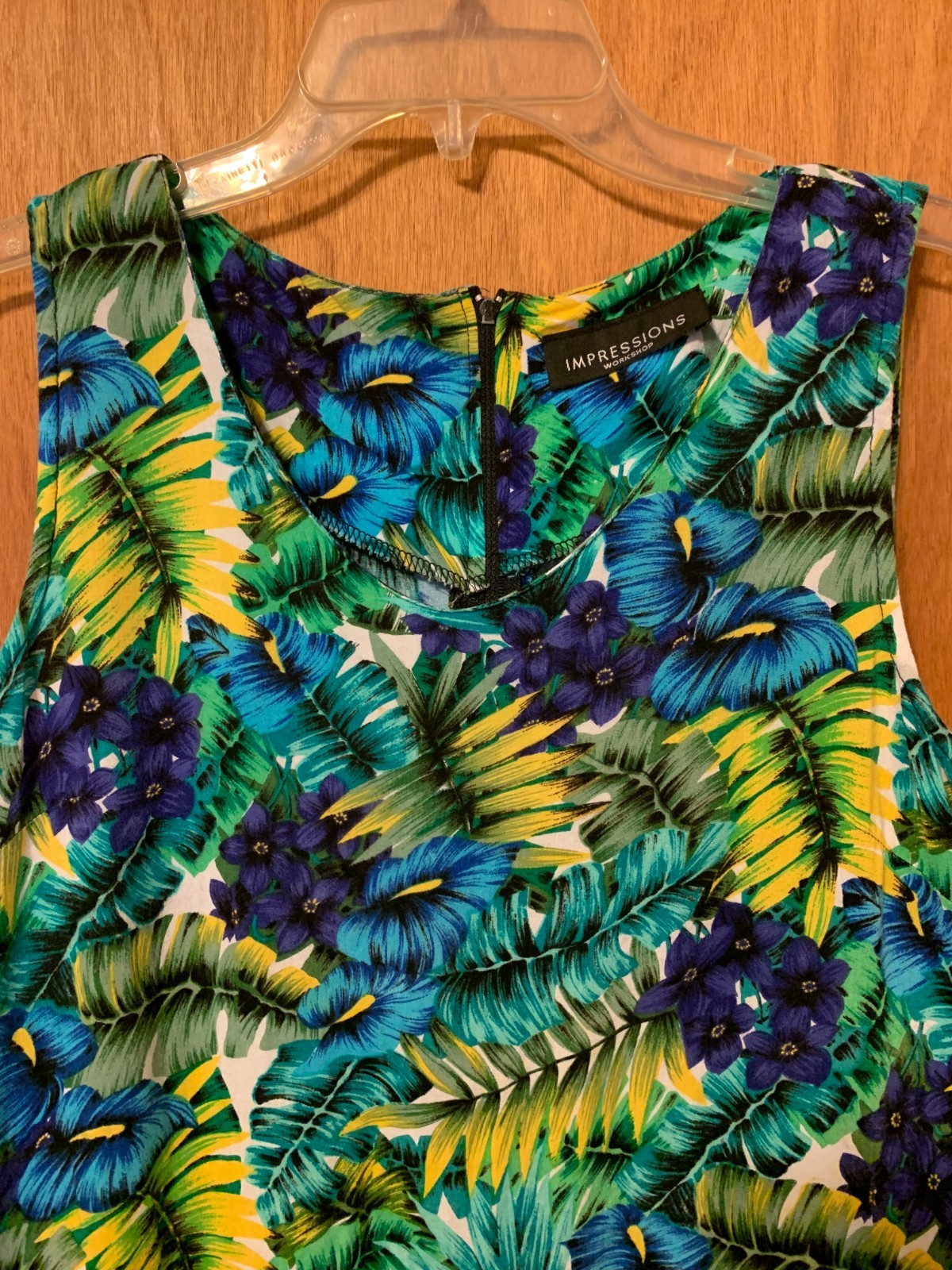 Impressions Workshop Sleeveless Tropical Leaf Dress – Women’s
