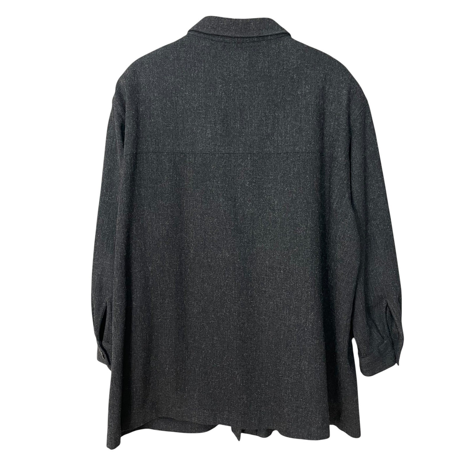 Vintage Nordstrom Top Merino Wool Patch Pockets Women 2X Charcoal Gray Neutral