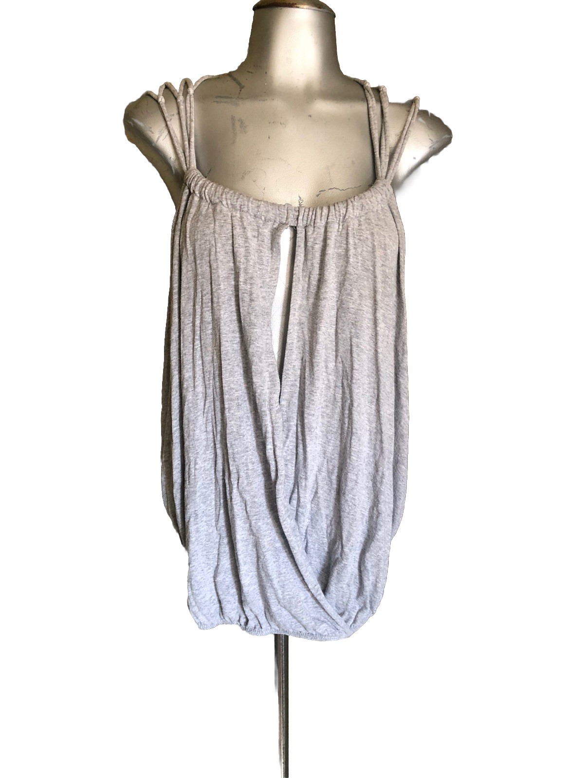 Vintage Light gray Sexy Macrame Open Woven Jersey Top