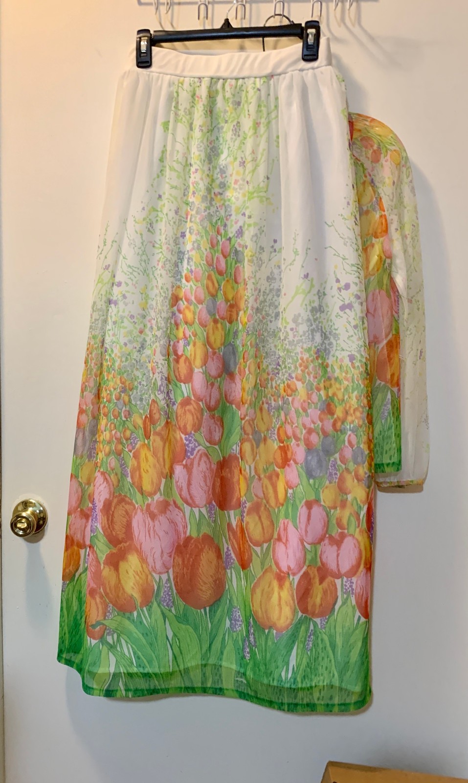 Vintage Wilroy Traveller Sheer Tulip Floral Garden Blouse & Maxi Skirt – 1960’s