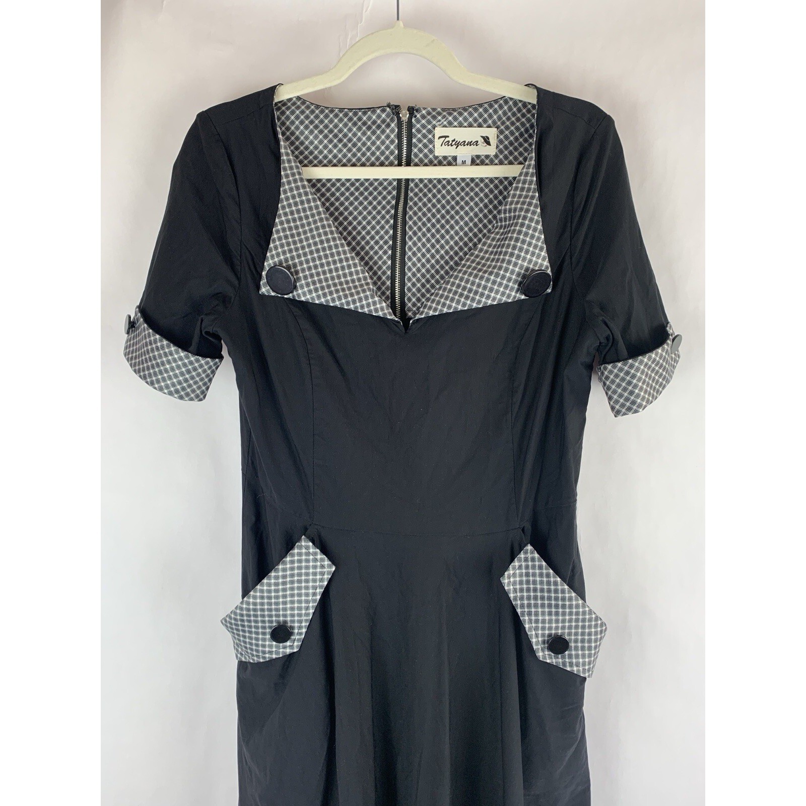 Tatyana Retro Dress Medium Stretch Dress Pin Up Bettie Paige Rockabilly Black