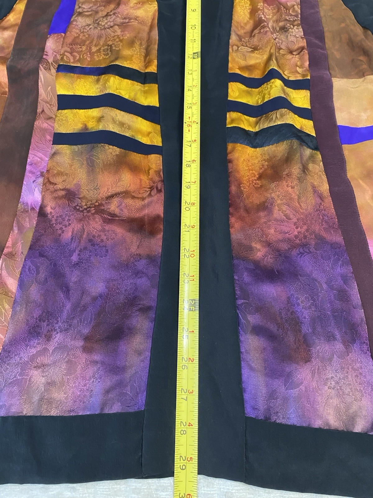 Art to Wear Silk Patchwork Vest Open Front Boho Artisan Kimono Style XL/2X OOAK