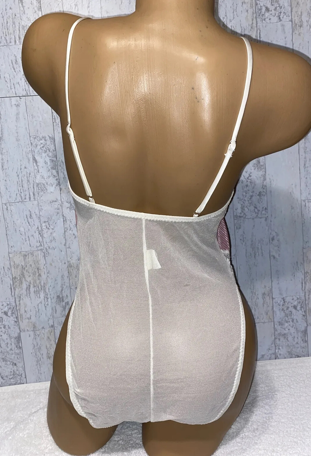 VTG Teddy DELICATES Nylon Lace Body Play Suit One Piece Corset Top Romper #L77