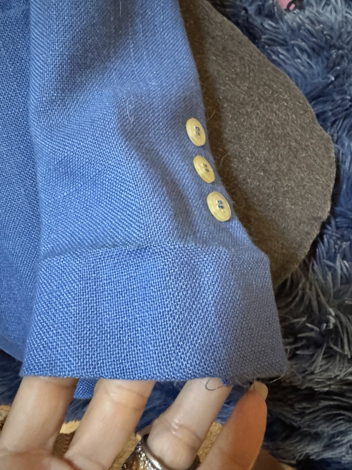 Vtg Saville Blue Blazer Jacket Huge Pockets 6 XS 70s 80s Pearl Buttons Fitted