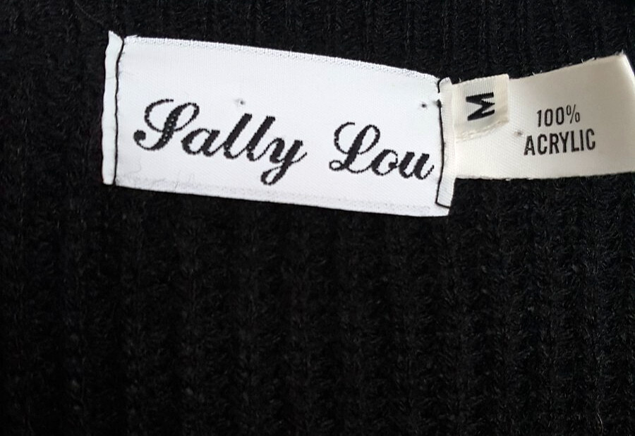Cable Knit Black Sweater Dress Size Medium Vintage 1990s Sally Lou