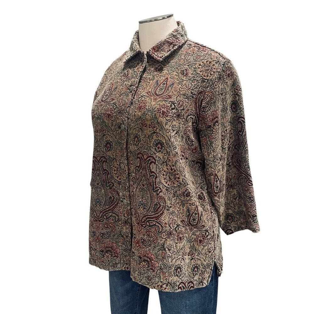 Boho Tapestry Jacket Paisley Button Front Womens Retro Cottagecore Artsy
