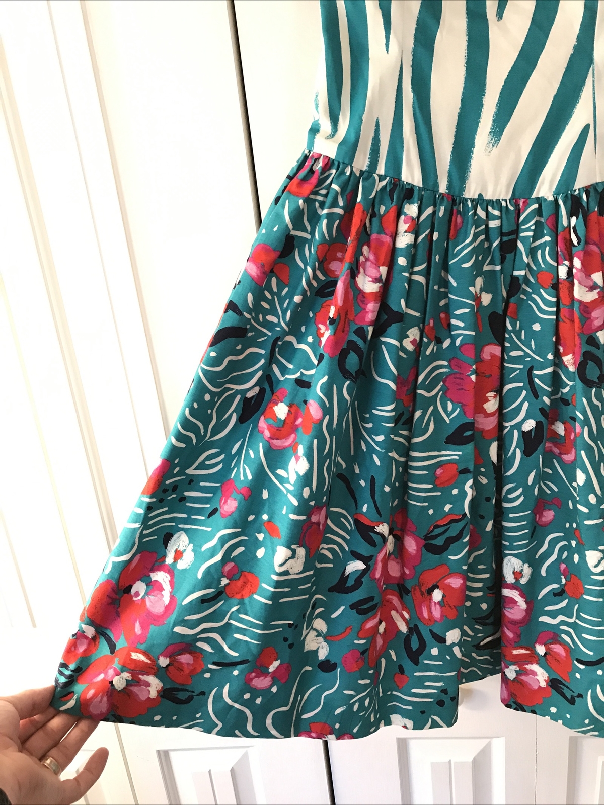 VINTAGE DEBORAH BOUTIQUE 80’s Size 6 Floral Dress Party Flamingo Salsa Flare EUC