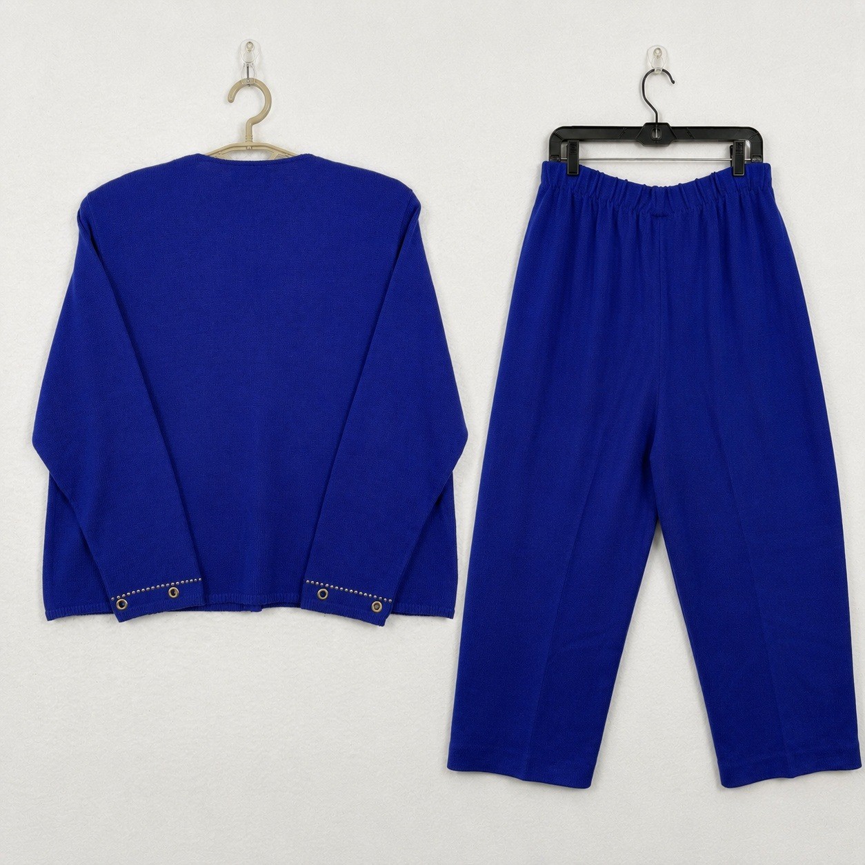 Vintage Laura by Alyzia Royal Blue Knit Cardigan Pants Set 18 Classic Old Money