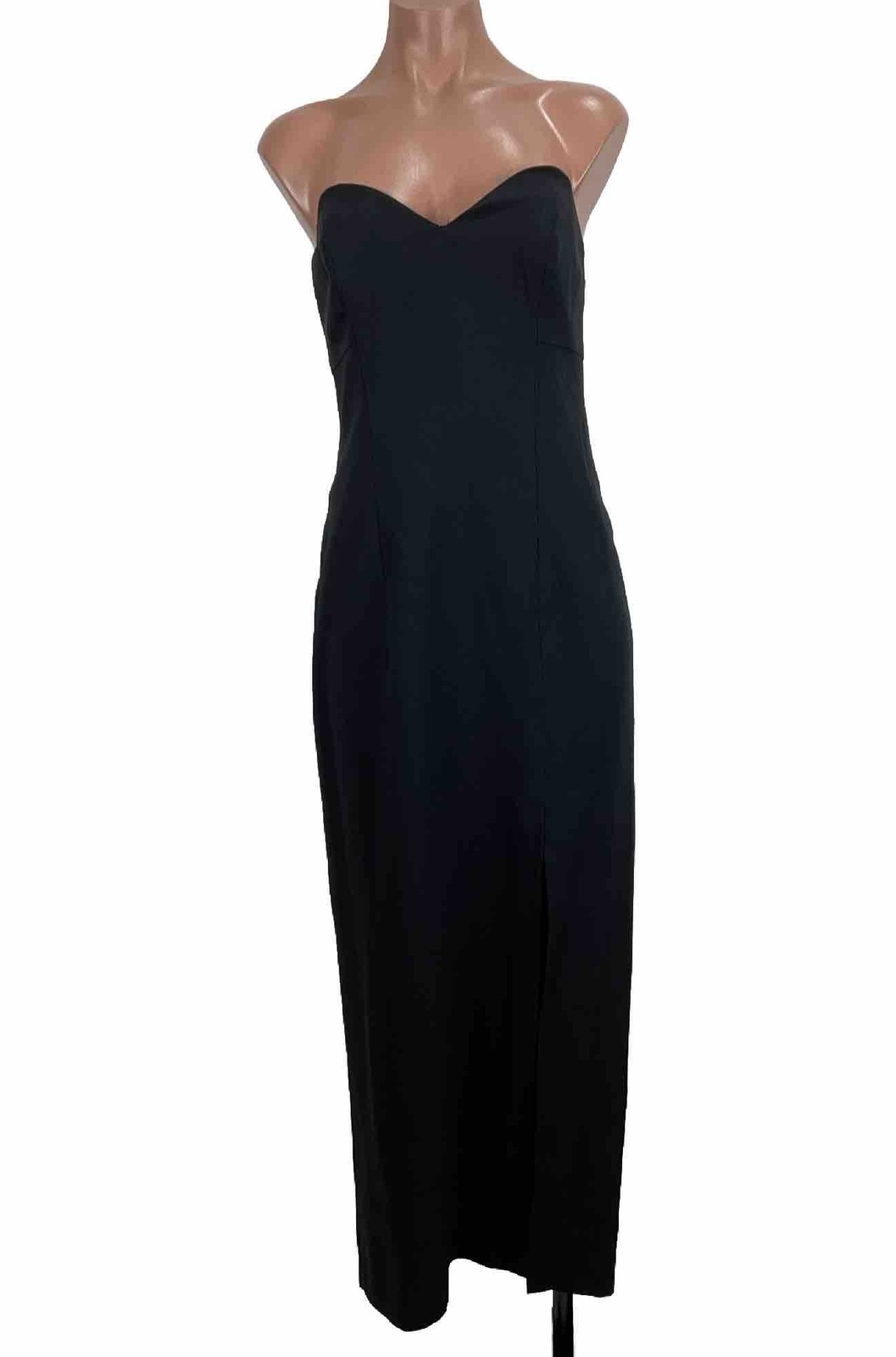 AJ Bari Vtg 80’s Black Strapless Cocktail Dress Sz 4 Slit Sexy LBD Formal