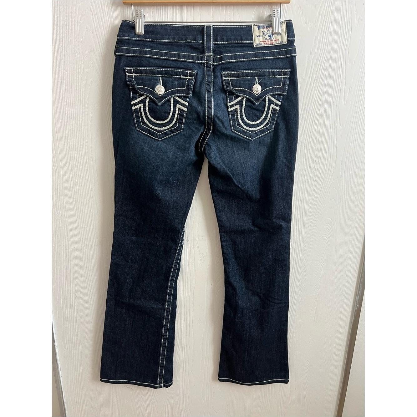 Vintage Y2K True Religion Indigo Bootcut Jeans with White Contrast Stitching