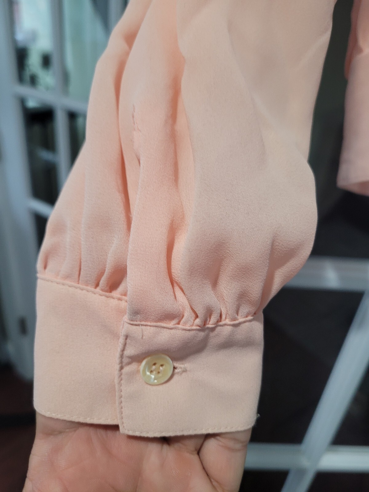 Vintage Ellen Ashley Peach Long Sleeve Button Back Blouse Sz 6