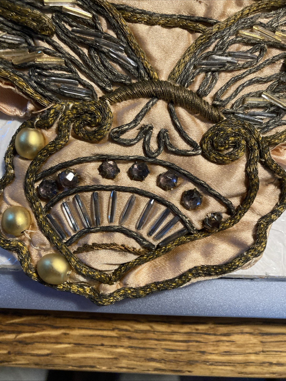 Pair Antique 1900’s Hand Stitched Beads & Rhinestones for Opera Cape Sleeves?
