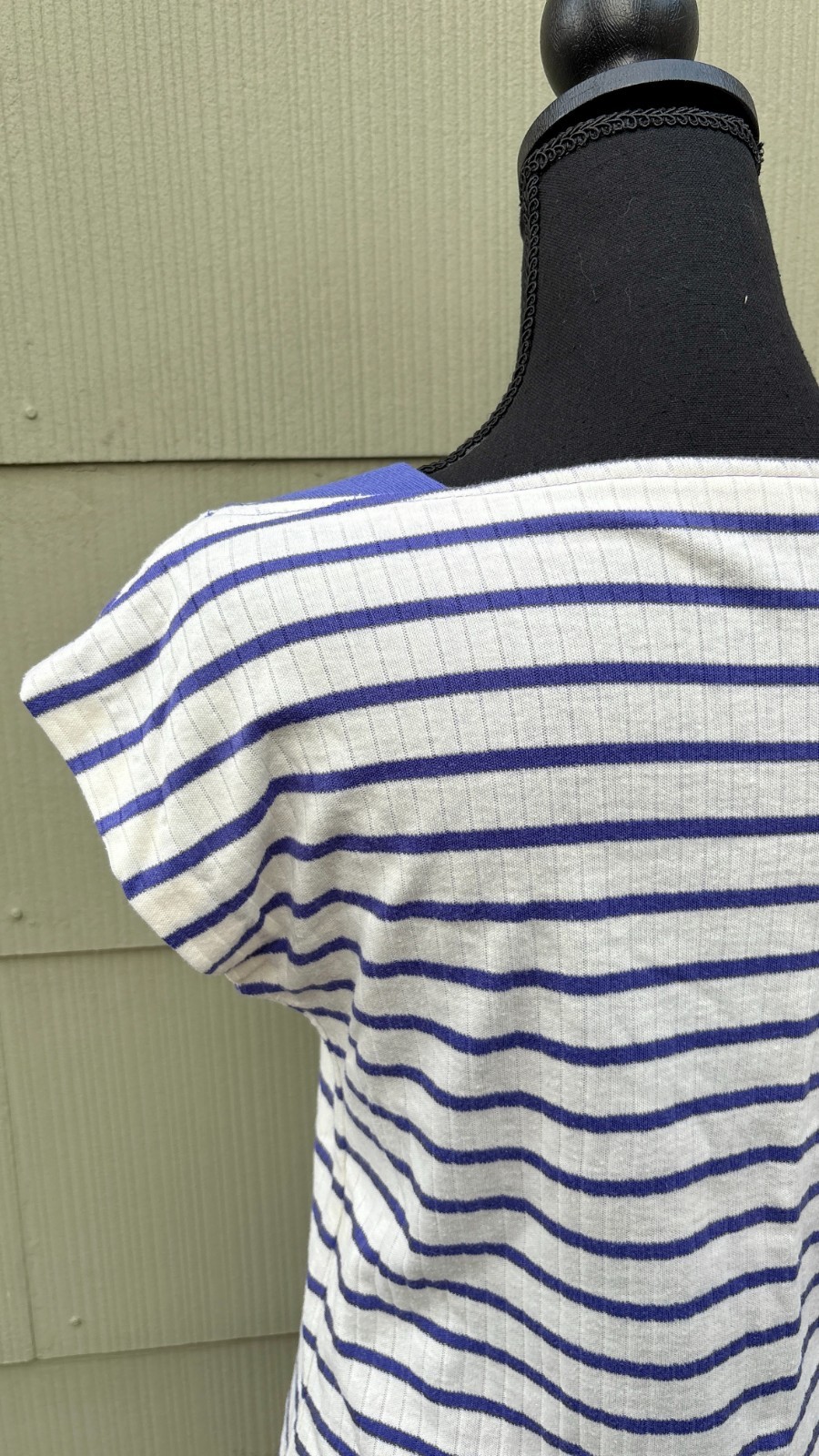 vtg 60s 70s Mod Nautical Geometric Striped Dolman Sleeve Bateau Cotton Knit Top