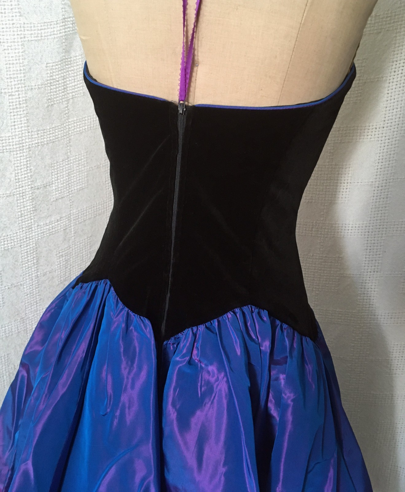Vintage 1980s Laura Ashley Strapless Dress Prom Party Velvet Taffeta US 8 UK 10