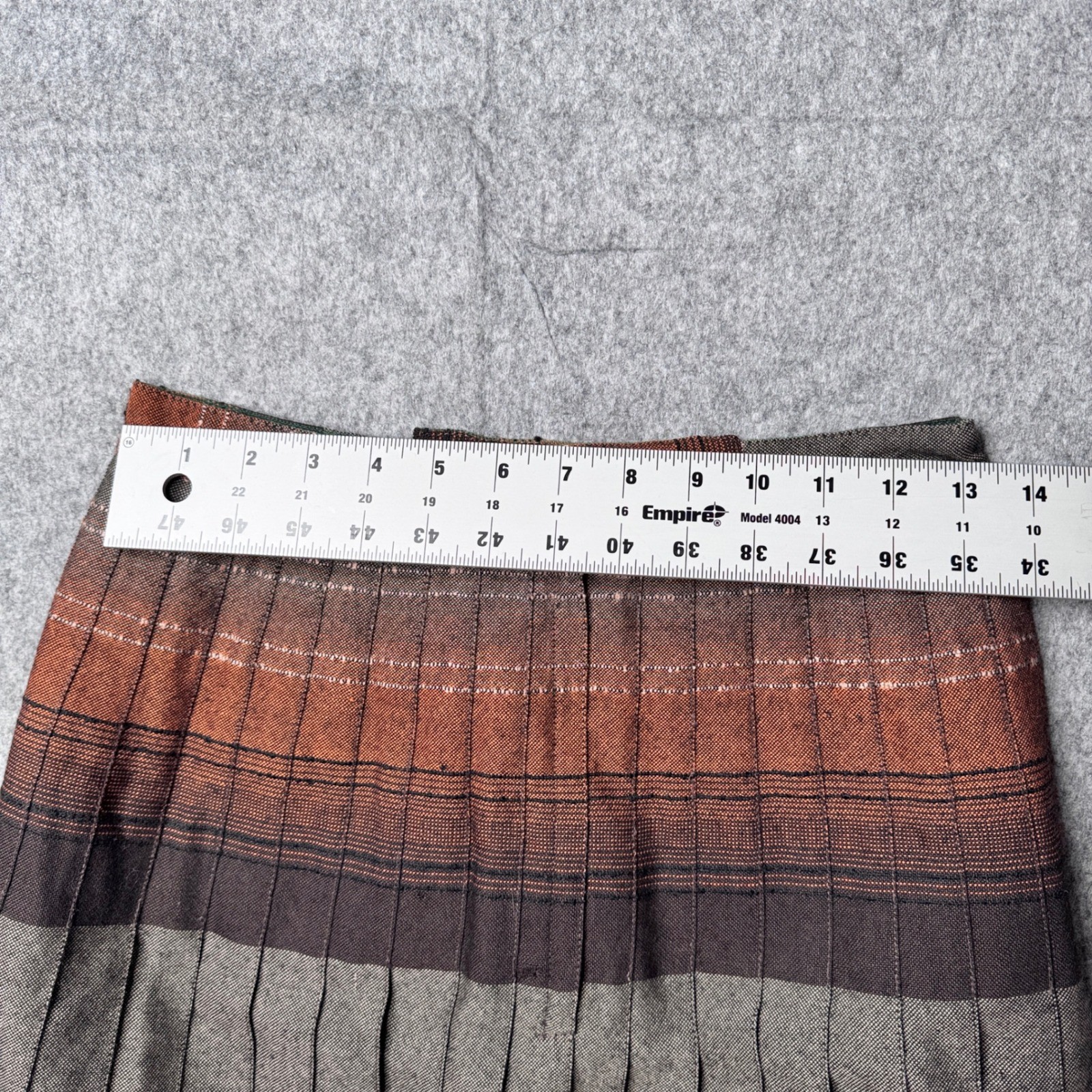 Highland Queen Vintage Reversible Wool Pleated Skirt Rust Green Striped Midi 12