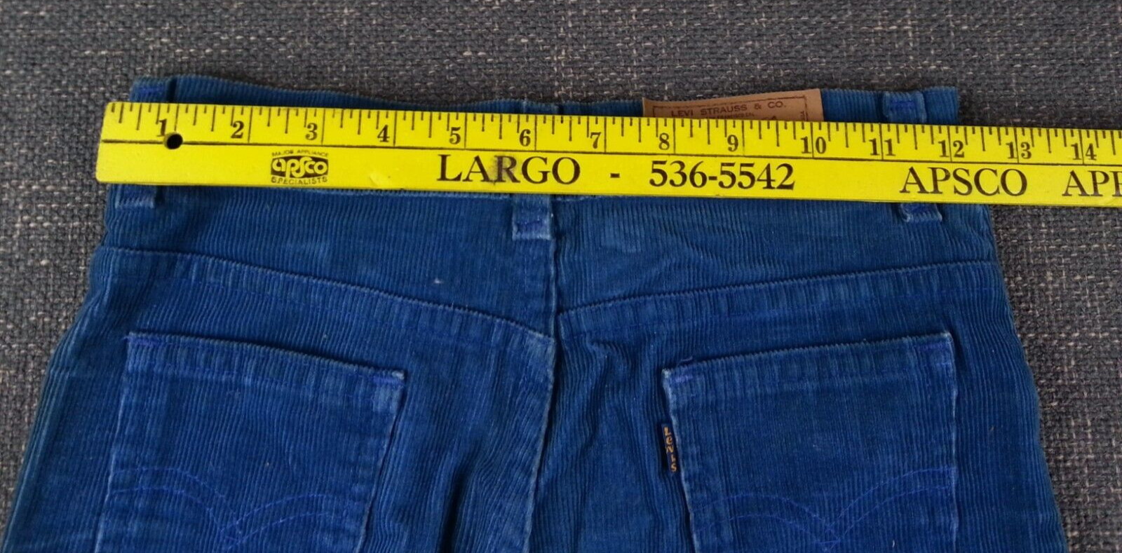 Vtg 1970s Levi Strauss Size 12 Regular Pants Waist 25 Length 30 Corduroy Blue