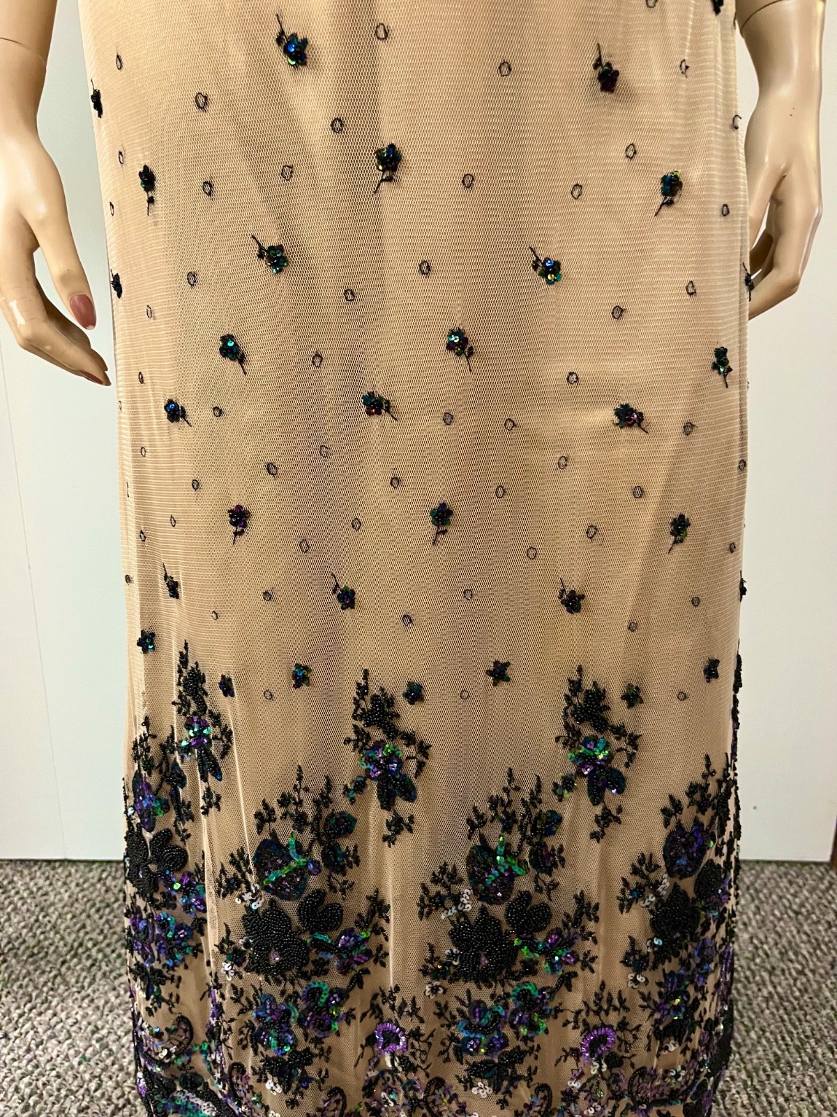 Excellent Vintage J Peterman Belle Epoque Silk Beaded Skirt Size 8 Waist 28-29