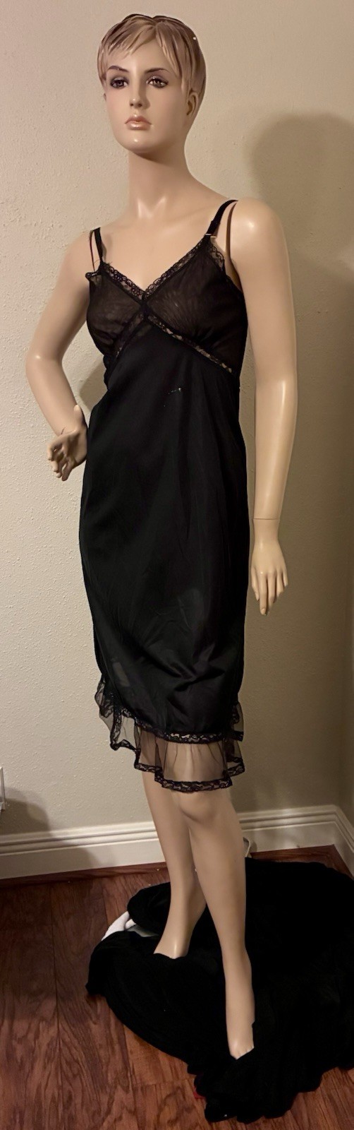 Vintage Mid-Century Black Nylon Full Slip